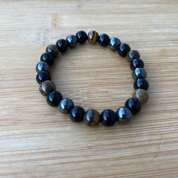 Triple Protection Hematite Tiger Eye Black Bead bracelet - Picture 8 of 8